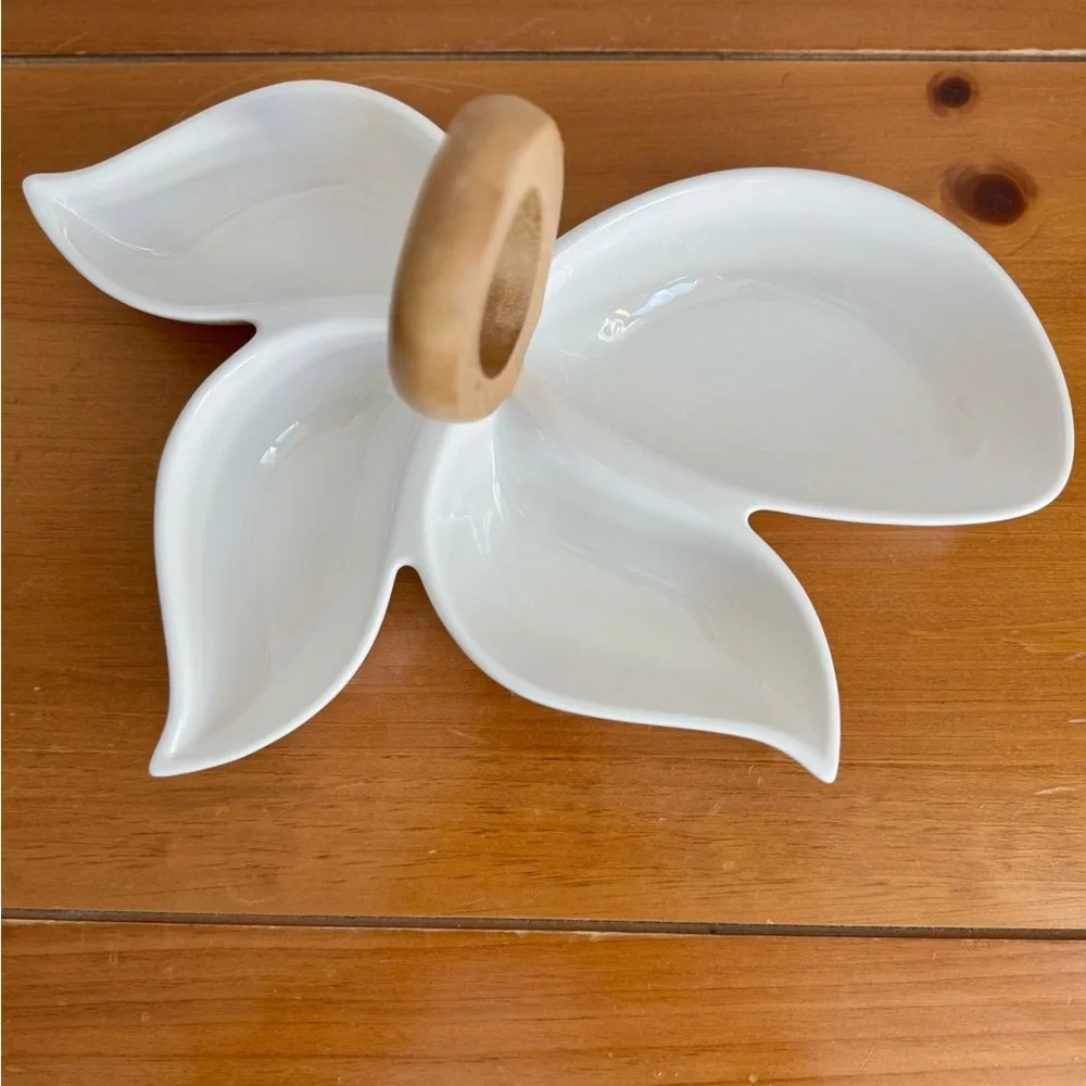Brandani Italian 4 Section White Porcelain Bamboo Serving Dish Party 11"×8" - Picture 3 of 7